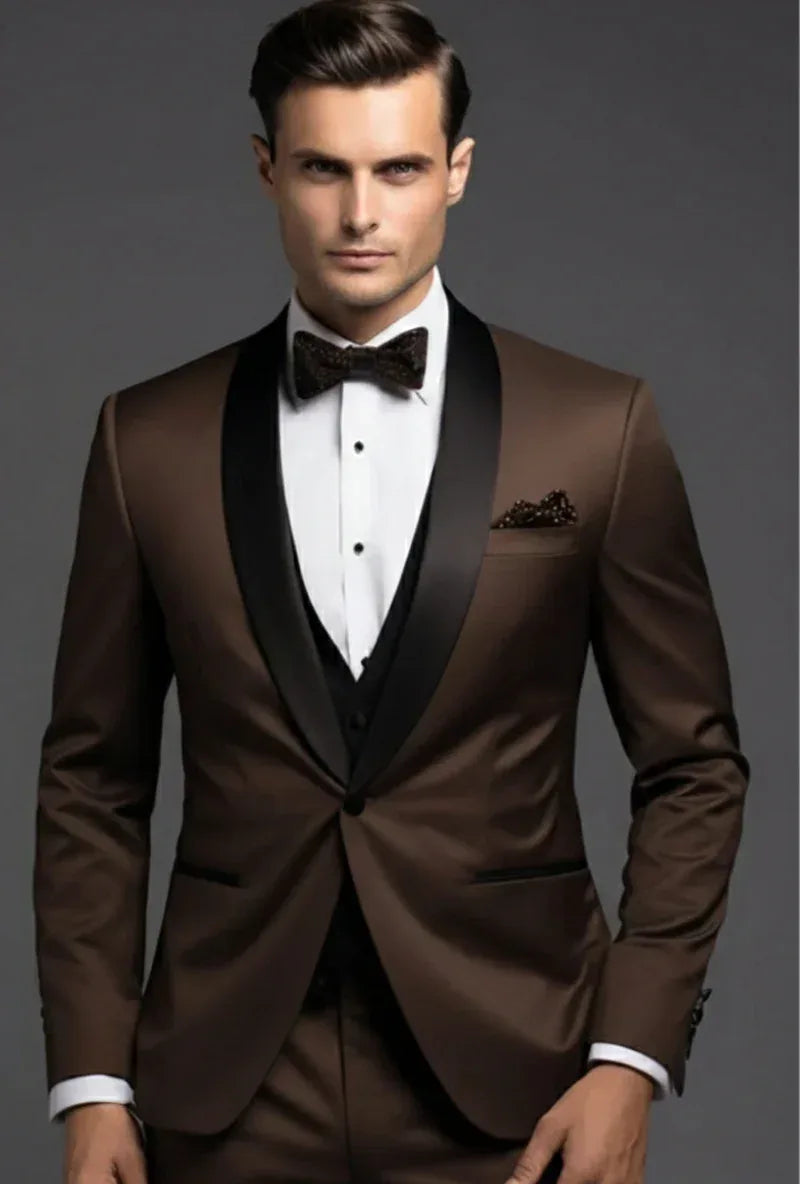 Elegant Coffee Brown Tuxedo Suit for Men - Premium Formal Wear - Tailored Suit - The Rising Sun store, Vardaux - Vardaux