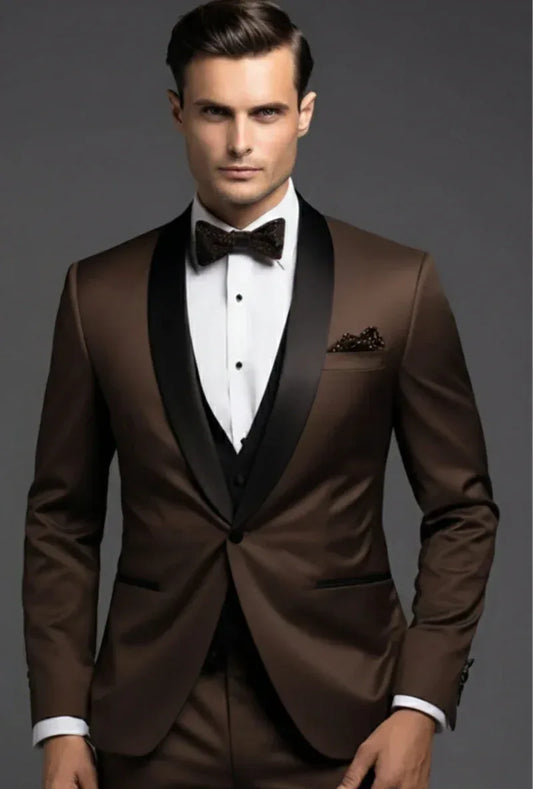 Elegant Coffee Brown Tuxedo Suit for Men - Premium Formal Wear - Tailored Suit - The Rising Sun store, Vardaux - Vardaux