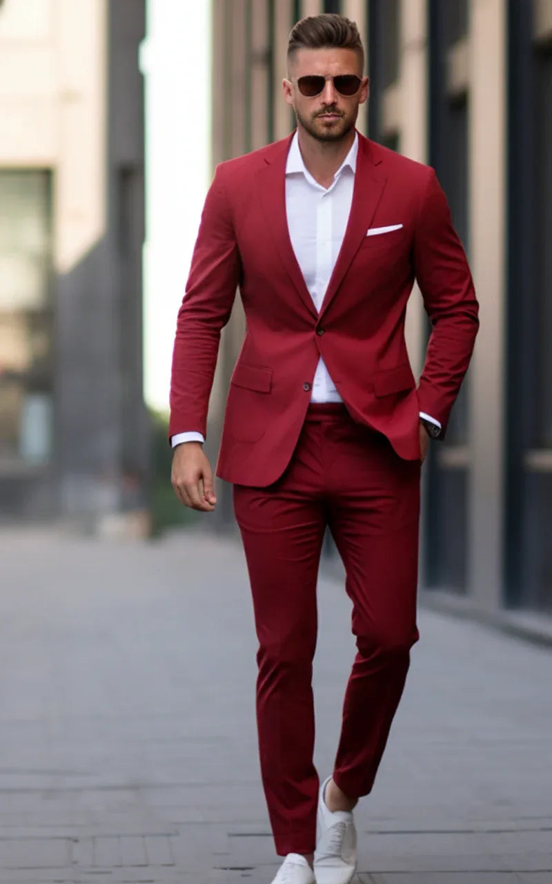 Classic Red Two-Piece Suit for Men - Vardaux