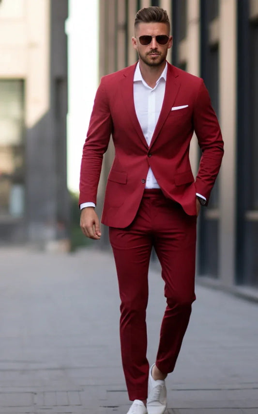 Classic Red Two-Piece Suit for Men - Vardaux