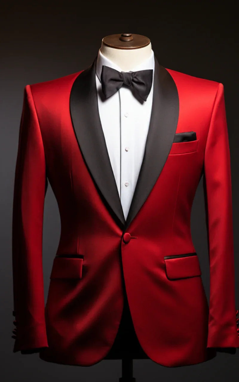 Formal Wedding Men's Red two Piece Suit - Vardaux