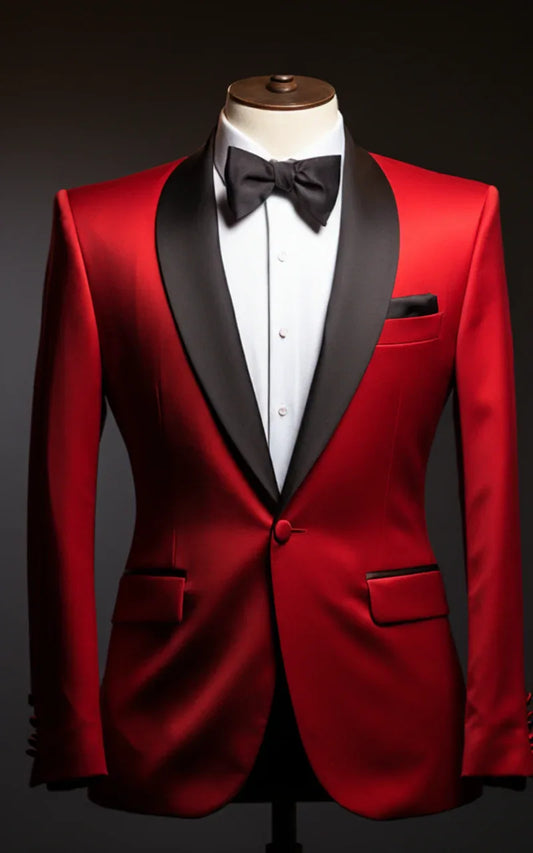 Formal Wedding Men's Red two Piece Suit - Vardaux