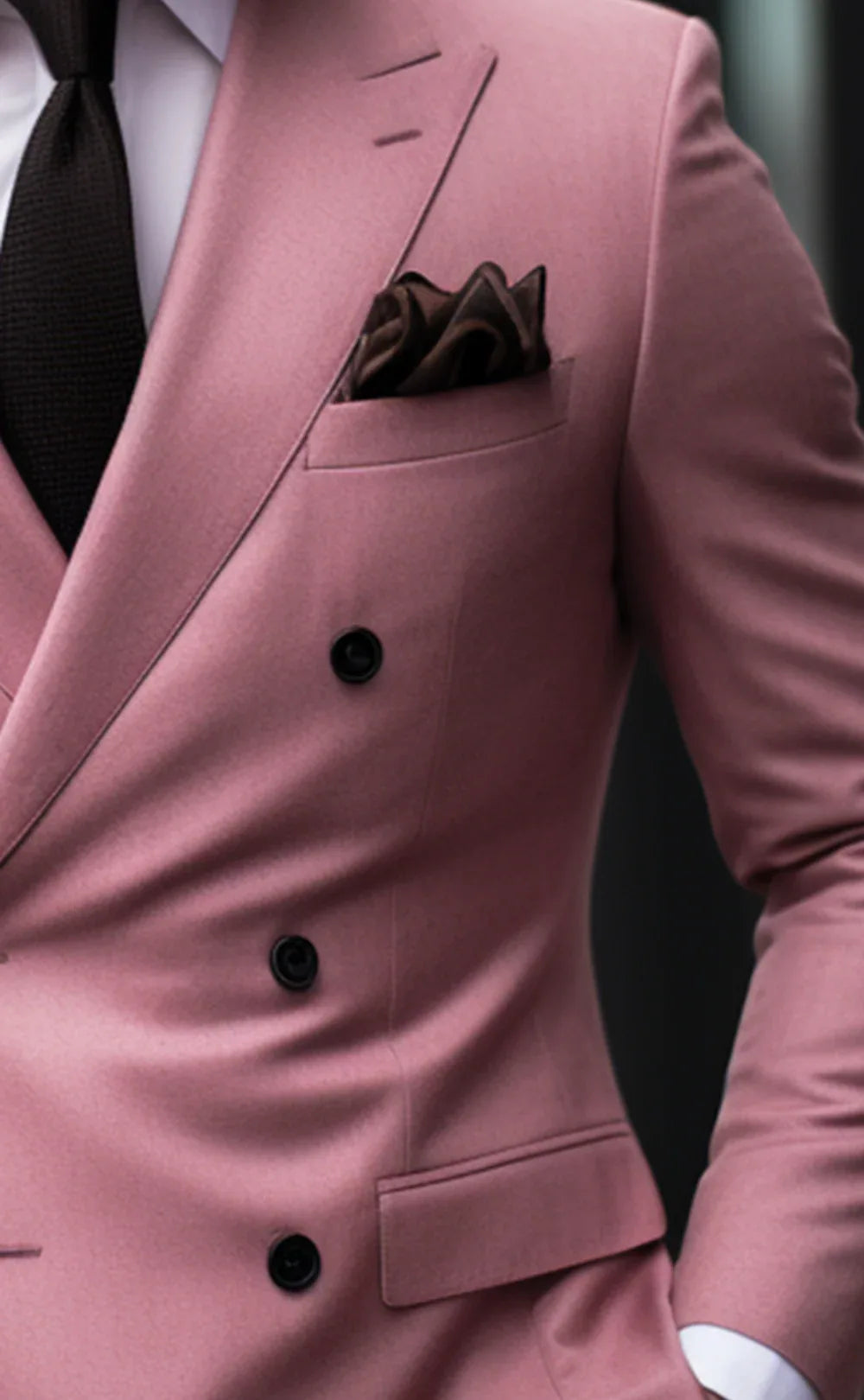 Elegant Dusty Rose Double Breasted Suit for Men - Vardaux