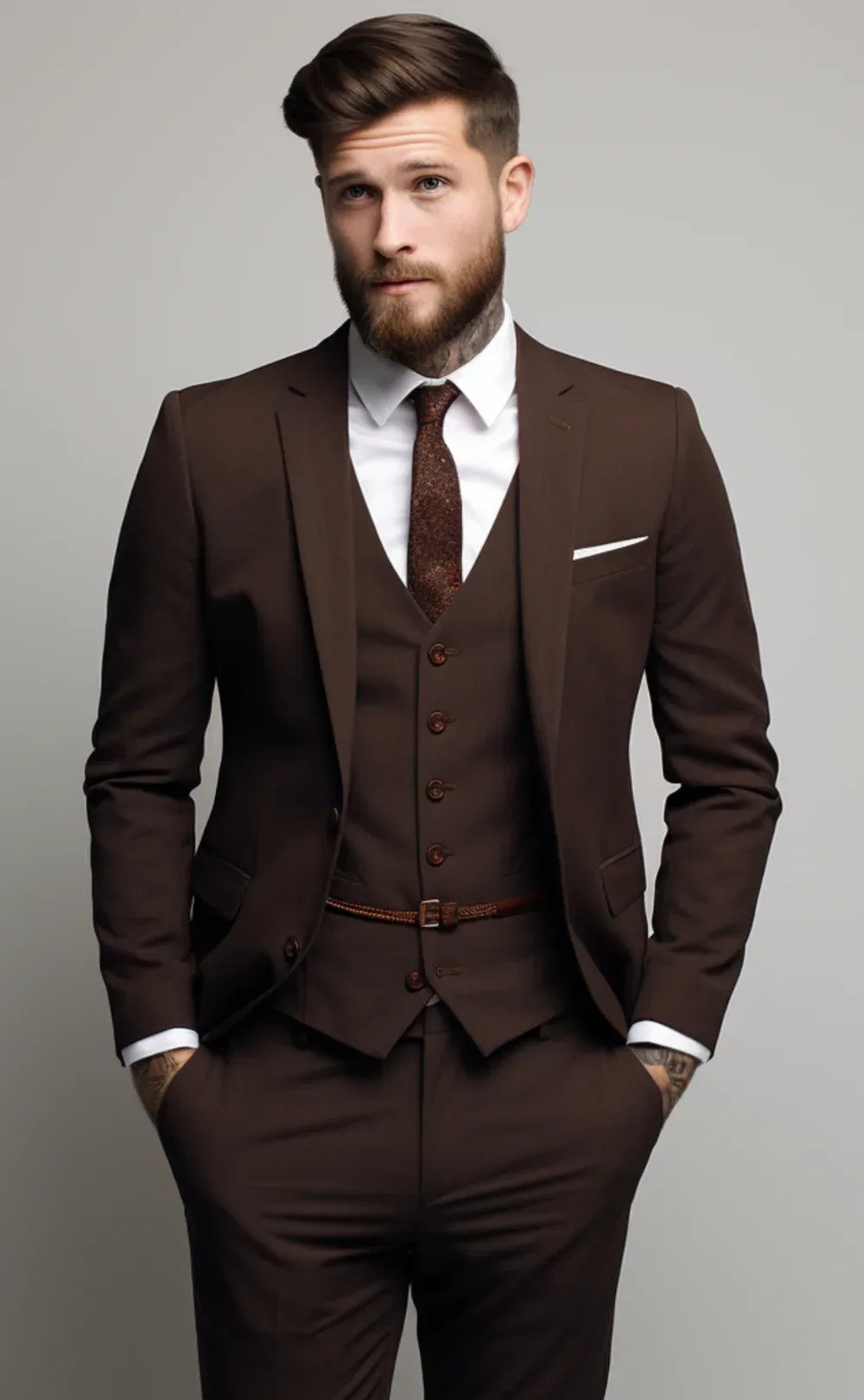 DARK BROWN SUIT 3-PIECE - Vardaux