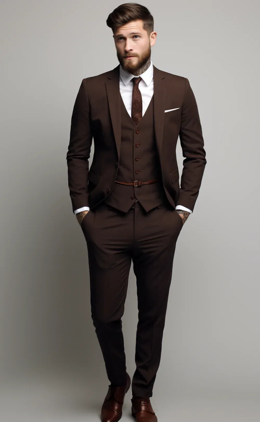 DARK BROWN SUIT 3-PIECE - Vardaux