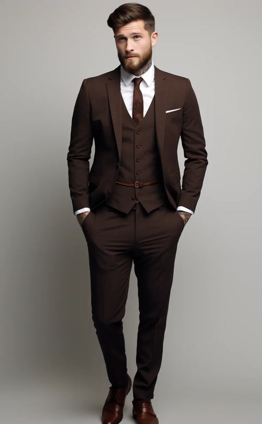 DARK BROWN SUIT 3-PIECE - Vardaux
