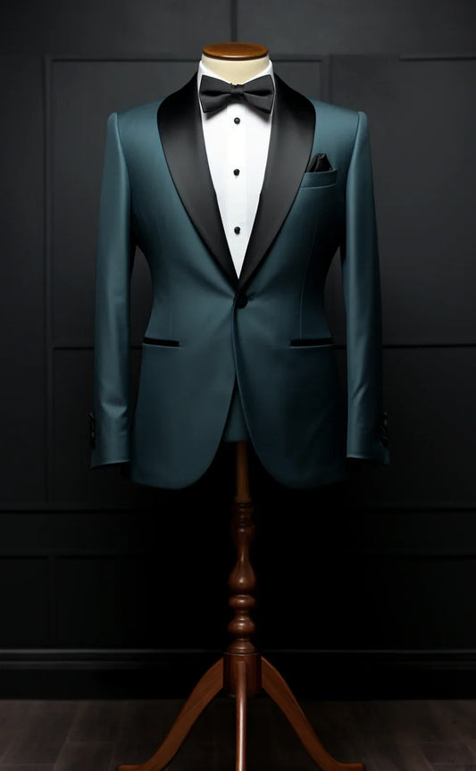 Distinguished Peacock Blue Tuxedo Wedding Suit for Men - Timeless Elegance - Vardaux