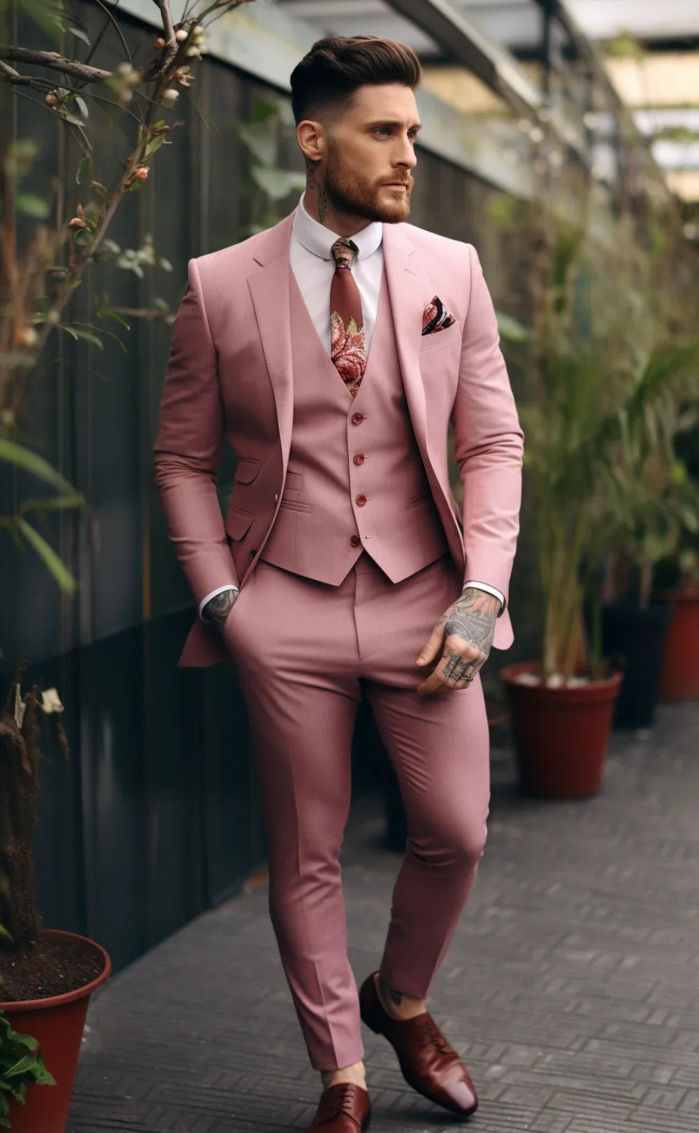 DUSTY ROSE SUIT 3-PIECE - Vardaux