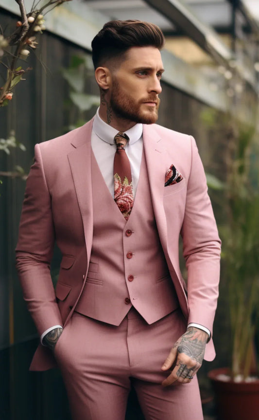 DUSTY ROSE SUIT 3-PIECE - Vardaux
