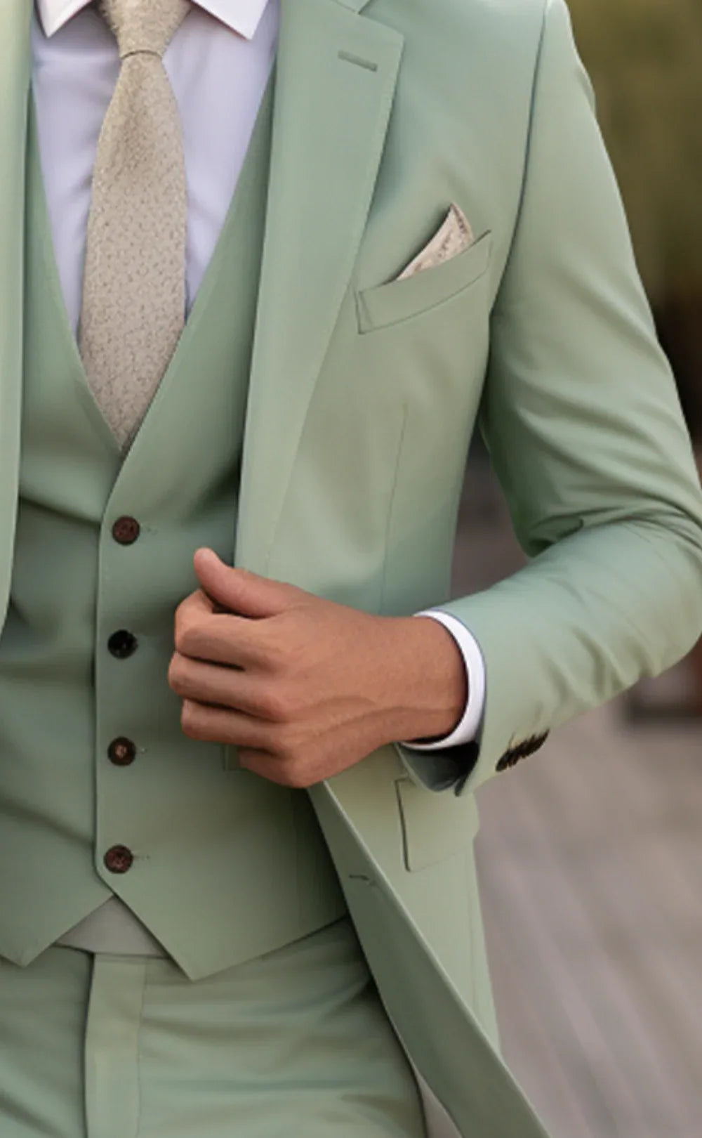 Classic Sage Green Three-Piece Suit for Men - Vardaux