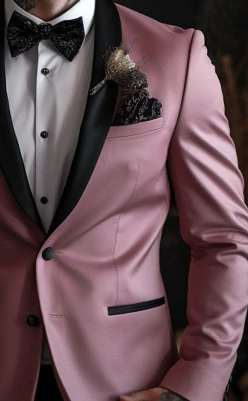 Dusty Rose Tuxedo Suit for Men-Elegant Wedding Attire - Vardaux