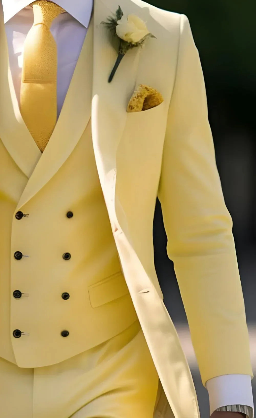 Classic Elegance: Light Yellow Three-Piece Suit for Men Tailored Fit, The Rising Sun store - Vardaux
